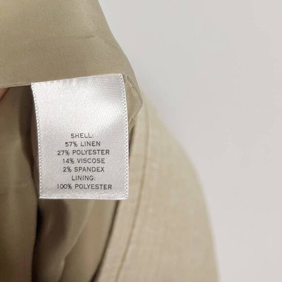 Halogen Size 4 Khaki Cream Linen Blend Pencil Skirt Career Work Office Zip Back - Picture 8 of 9